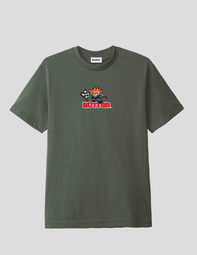 T-shirt BUTTER GOODS racing logo tee army green